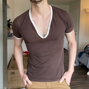 American Apparel Deep V Henley